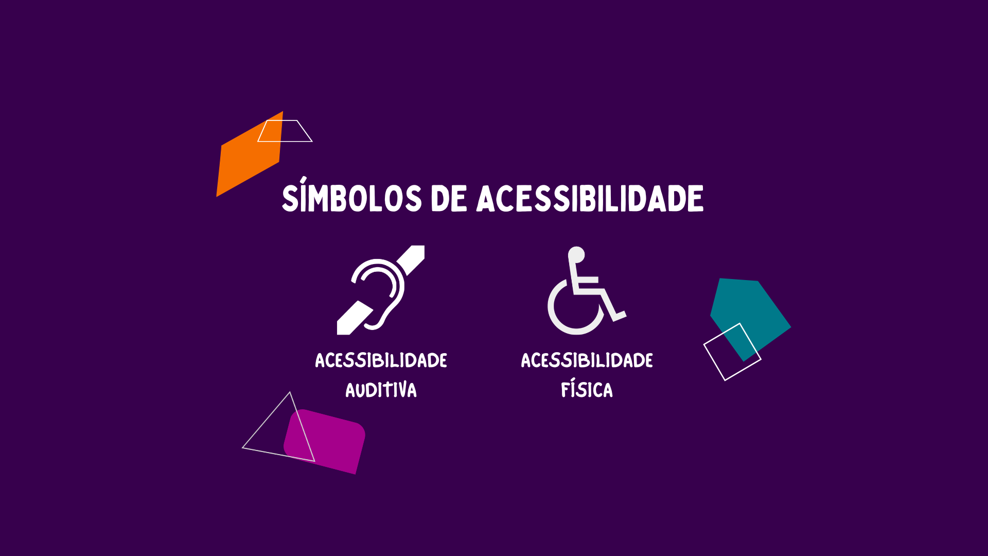 Infográfico: Símbolos universais de acessibilidade física e auditiva.